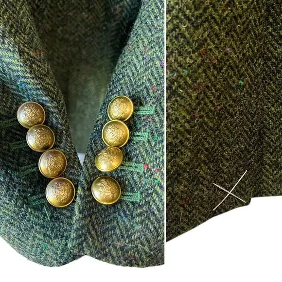 NEW J.Crew Bristol Blazer Jacket Double Breasted Herringbone Wool Green Size 10 - Picture 6 of 9